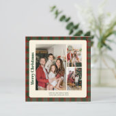 Stylish Classy Plaid 3 photos Christmas シーズンカード (スタンド正面)