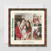 Stylish Classy Plaid 3 photos Christmas シーズンカード (正面)