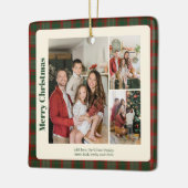 Stylish Classy Plaid 3 photos Christmas  セラミックオーナメント (左)