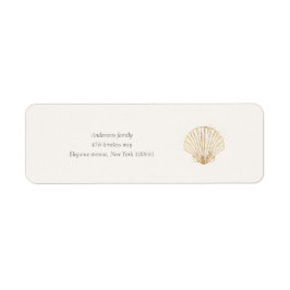Stylish Coastal Seashell Wedding Address Label ラベル