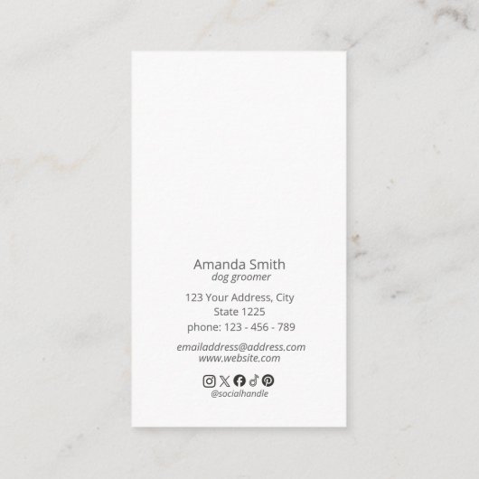 Stylish Cocker Spaniel Sage Dogue Business Card 名刺 (裏面)