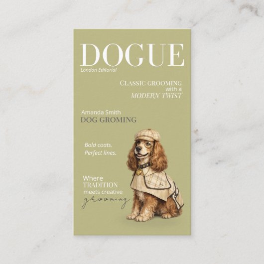 Stylish Cocker Spaniel Sage Dogue Business Card 名刺 (正面)