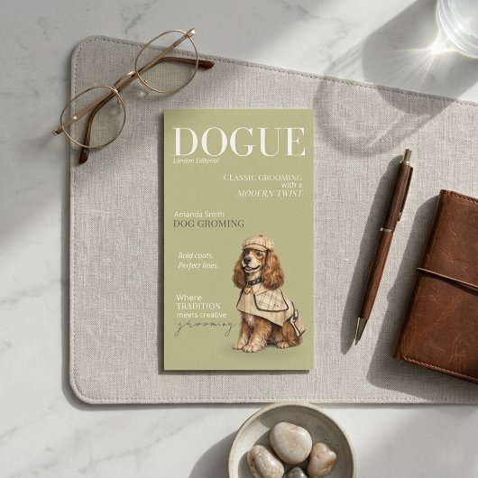 Stylish Cocker Spaniel Sage Dogue Business Card 名刺