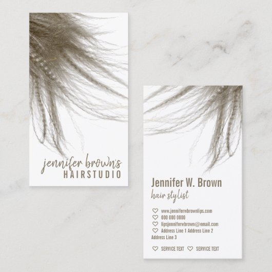 Stylish Coiffure Salon Girly Wavy Long Hair 名刺 (正面/裏面)