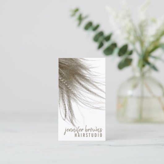 Stylish Coiffure Salon Girly Wavy Long Hair 名刺 (スタンド正面)