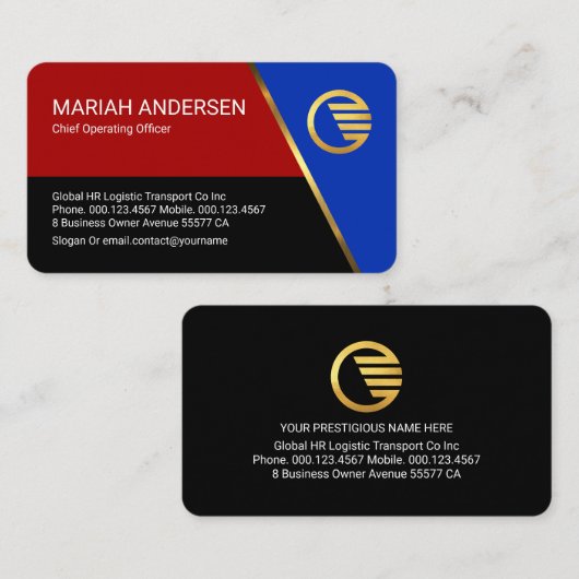 Stylish Colorful Blue Trapezium Business Owner 名刺 (正面/裏面)