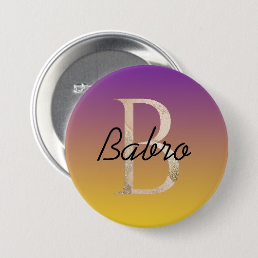 Stylish colorful custom gradient purple yellow 缶バッジ (正面&裏面)