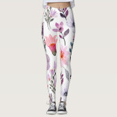 stylish colorful flowers pattern レギンス (正面)