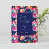 Stylish Colorful flowers wedding save the date (スタンド正面)