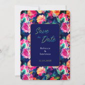 Stylish Colorful flowers wedding save the date (正面)