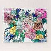 Stylish Colorful Watercolor Floral Pattern ジグソーパズル (横)