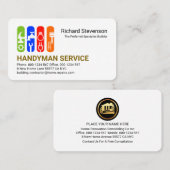 Stylish Construction Handyman Tools Tab 名刺 (正面/裏面)