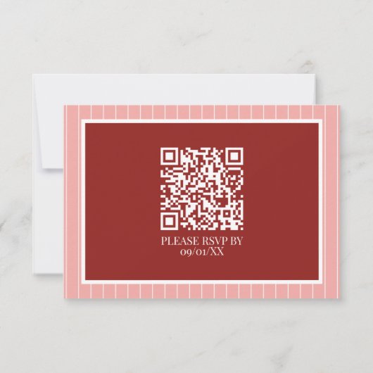 Stylish Contemporary Pink and Red Wedding 出欠カード (裏面)