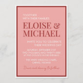 Stylish Contemporary Pink and Red Wedding 招待状 (正面)