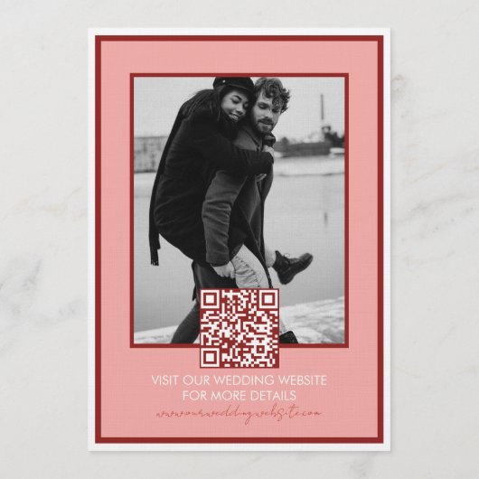 Stylish Contemporary Pink and Red Wedding 招待状 (裏面)