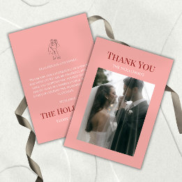 Stylish Contemporary Pink Flat Thank You Card サンキューカード