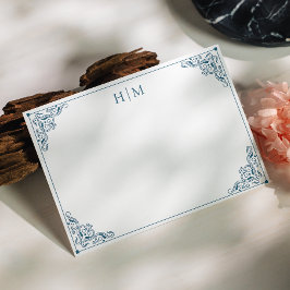 Stylish Corners Simple Monogram Note Card ノートカード