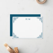 Stylish Corners Simple Monogram Note Card ノートカード (正面/裏面インサイチュ)