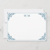 Stylish Corners Simple Monogram Note Card ノートカード (正面)
