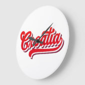 Stylish "Croatia" Typography Design ラージ壁時計 (傾斜)