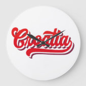 Stylish "Croatia" Typography Design ラージ壁時計 (正面)