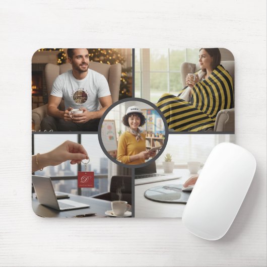 Stylish Custom Five Photo Personalized Mouse Pad マウスパッド (マウス)