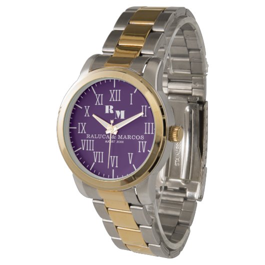 Stylish Custom Name & Initials Wedding Anniversary 腕時計 (アングル)