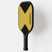 Stylish Custom Named Metallic Gold with Black ピックルボールラケット (左)