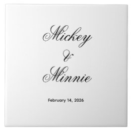 Stylish Custom Names and Date Decorative タイル