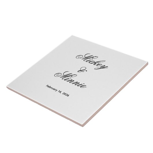 Stylish Custom Names and Date Decorative タイル (側面)