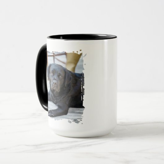 Stylish Custom Photo Paint Brushstroke Dog Modern マグカップ (正面左)