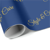Stylish Custom Text Pattern Navy Blue Gift ラッピングペーパー (ロールコーナー)