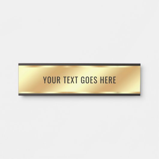 Stylish Custom Text Template Room Name Faux Gold サインプレート (正面)