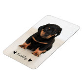 Stylish Cute Hearts Pet Photo Name | Black マグネット (左側)