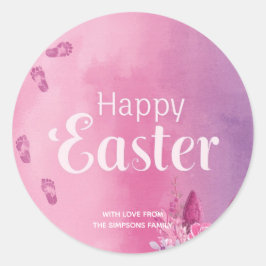 Stylish cute Purple pink Happy Easter ラウンドシール