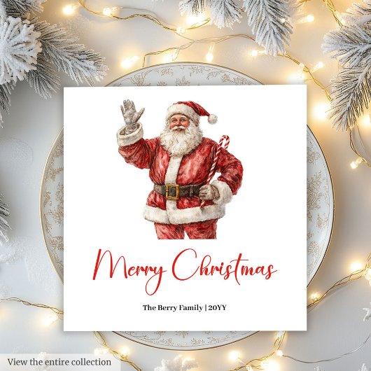 Stylish Cute Santa Claus Rustic Vintage Christmas スタンダードランチョンナプキン