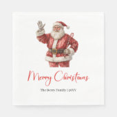 Stylish Cute Santa Claus Rustic Vintage Christmas スタンダードランチョンナプキン (正面)
