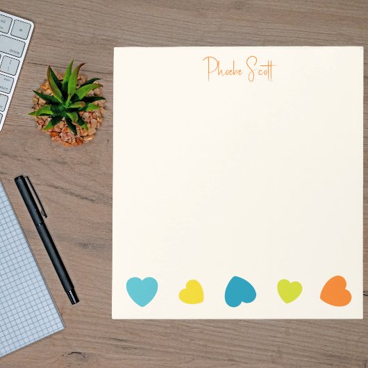 Stylish Cute Trendy Girly Simple Hearts Notepad  ノートパッド