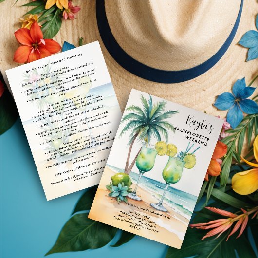 Stylish Cute tropical Margarita Cocktail Glasses  招待状