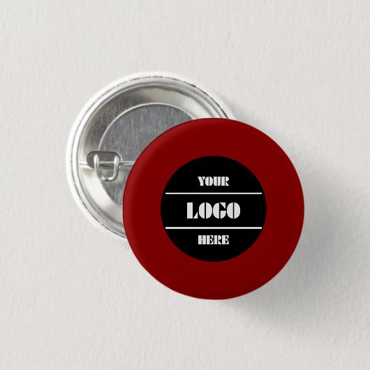 Stylish Dark Red Customizable Round Pinback Button 缶バッジ (正面&裏面)