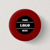 Stylish Dark Red Customizable Round Pinback Button 缶バッジ (正面)