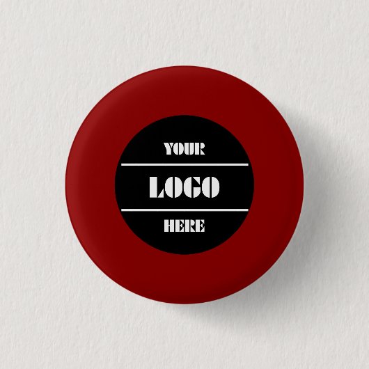 Stylish Dark Red Customizable Round Pinback Button 缶バッジ (正面)