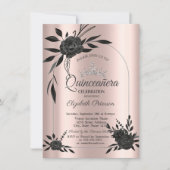 Stylish Dark Roses Gothic Rose Gold 招待状 (正面)