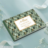 Stylish deep green gold eucalyptus wedding book ゲストブック