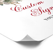 Stylish Deep Red Floral Eucalyptus Gold Custom   ポスター (角)
