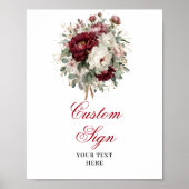 Stylish Deep Red Floral Eucalyptus Gold Custom   ポスター (正面)