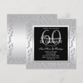 Stylish Diamonds Silver 60th Wedding Anniversary 招待状 (正面/裏面)