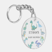 Stylish Dinosaur Baby Shower White キーホルダー (正面左)
