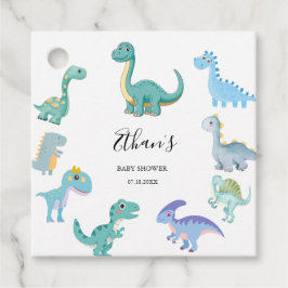 Stylish Dinosaur Baby Shower White フェイバータグ