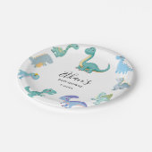 Stylish Dinosaur Baby Shower White ペーパープレート (アングル)